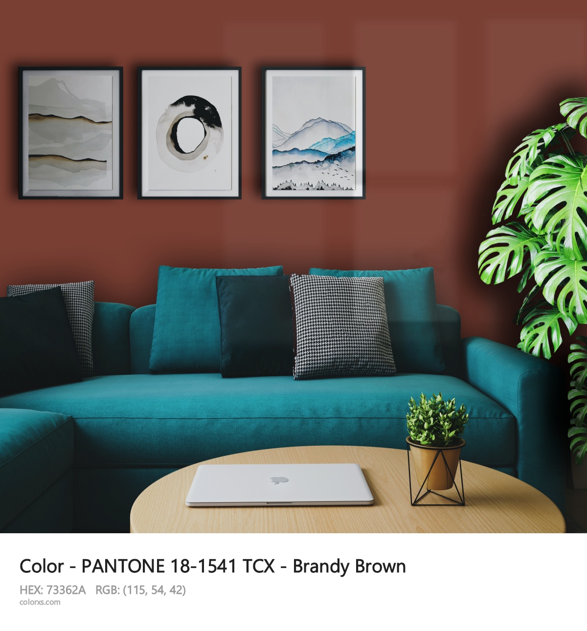 PANTONE 18-1541 TCX - Brandy Brown CMS cozy coffee corner interior