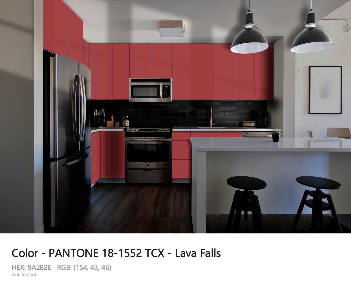 PANTONE 18-1552 TCX - Lava Falls CMS modular kitchen design