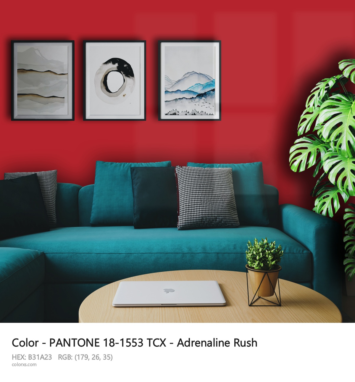 PANTONE 18-1553 TCX - Adrenaline Rush CMS cozy coffee corner interior