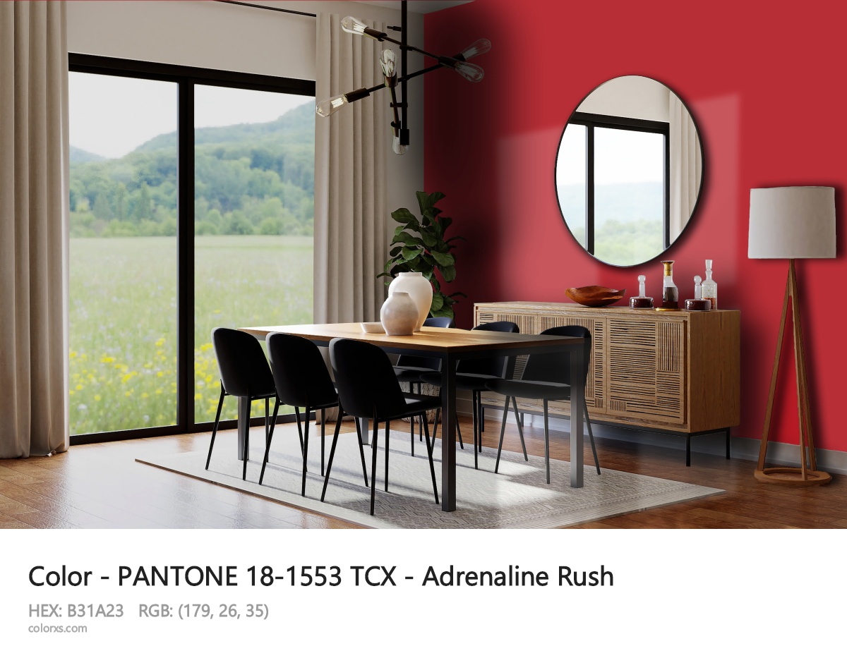PANTONE 18-1553 TCX - Adrenaline Rush CMS dining room design