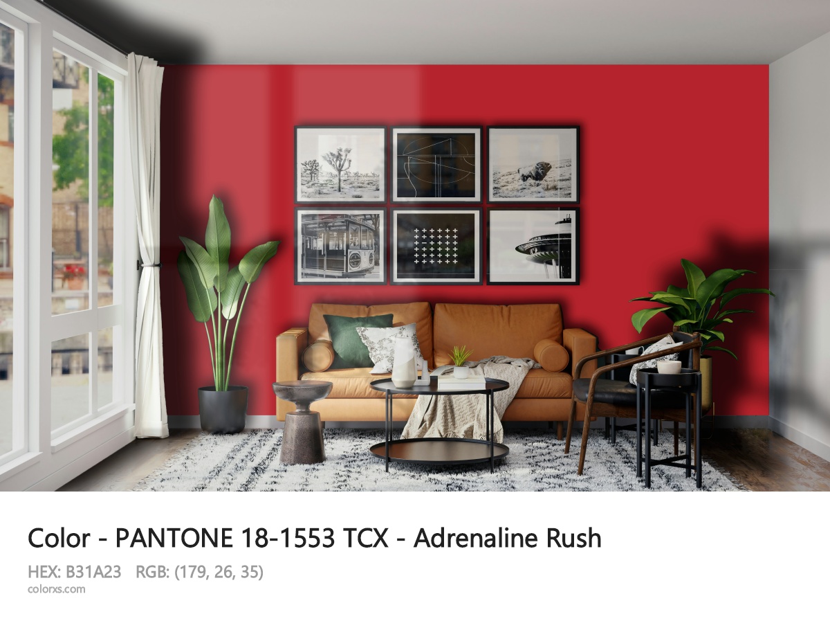 PANTONE 18-1553 TCX - Adrenaline Rush CMS modern minimalist living room interior