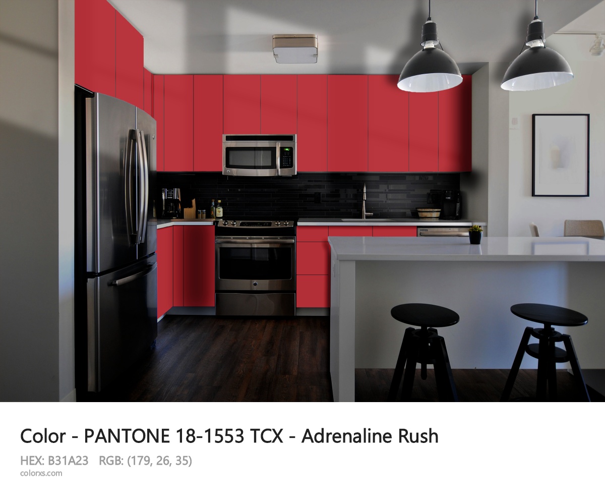 PANTONE 18-1553 TCX - Adrenaline Rush CMS modular kitchen design