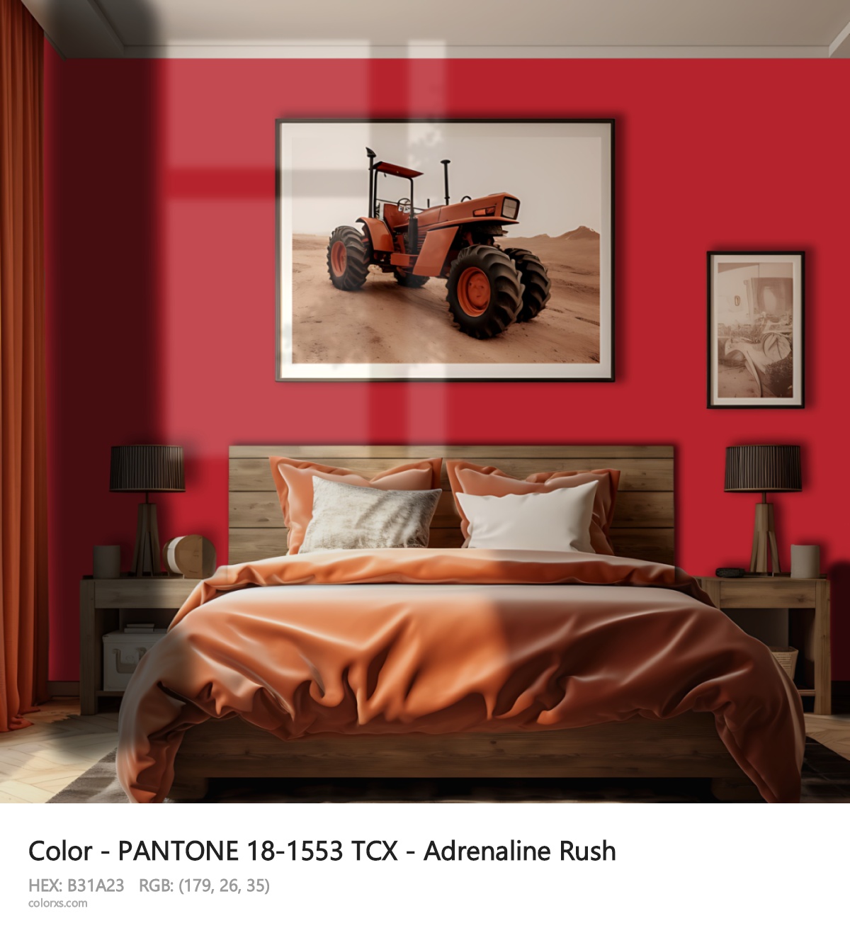 About PANTONE 18-1553 TCX - Adrenaline Rush color - its meaning and example