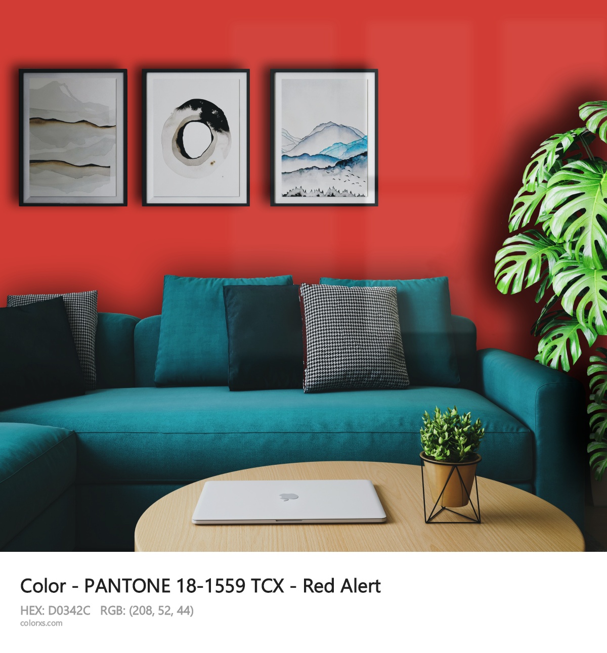 PANTONE 18-1559 TCX - Red Alert CMS cozy coffee corner interior