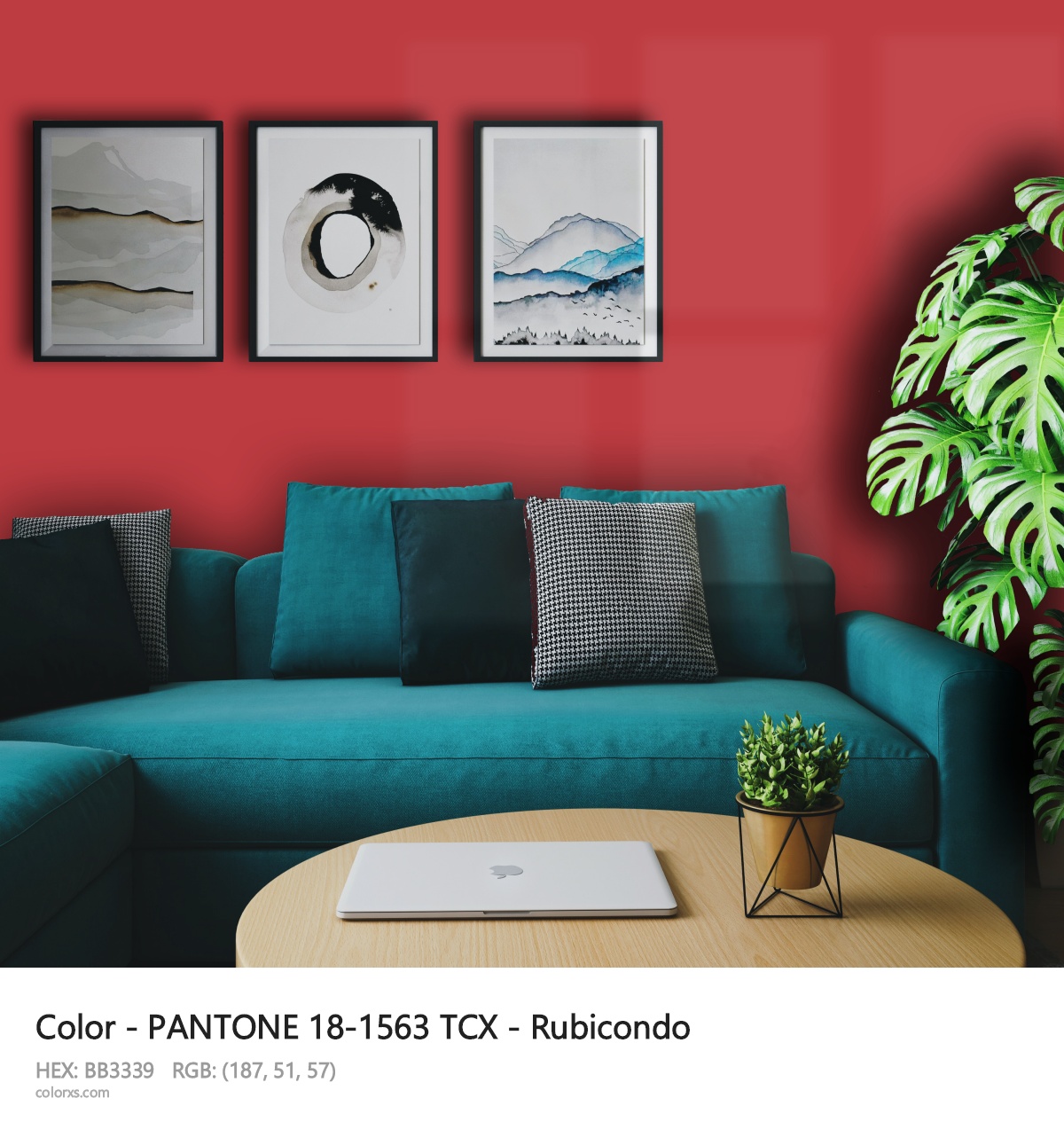 PANTONE 18-1563 TCX - Rubicondo CMS cozy coffee corner interior