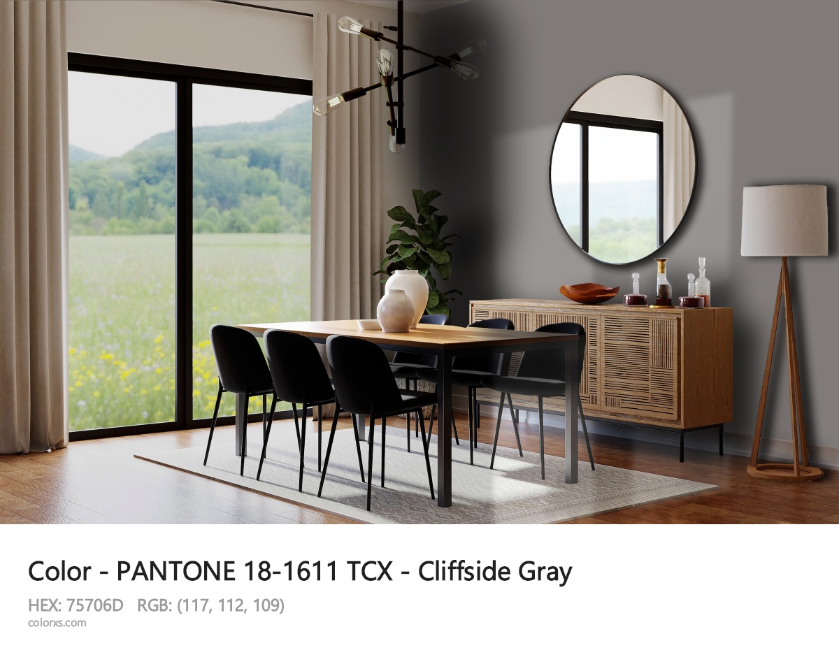 PANTONE 18-1611 TCX - Cliffside Gray CMS dining room design