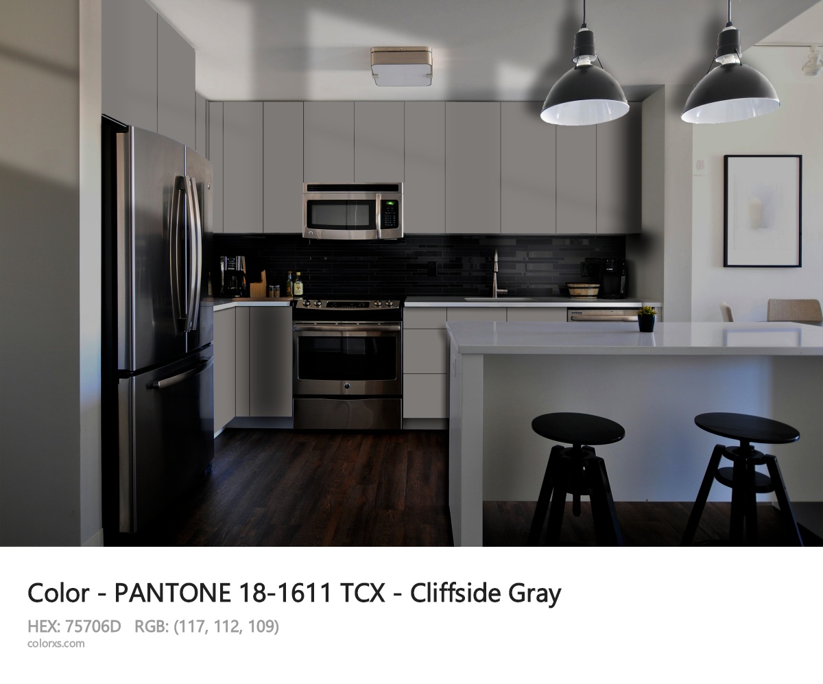 PANTONE 18-1611 TCX - Cliffside Gray CMS modular kitchen design