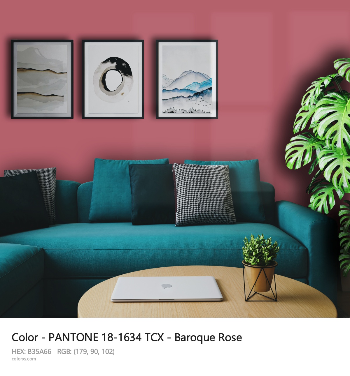 PANTONE 18-1634 TCX - Baroque Rose CMS cozy coffee corner interior