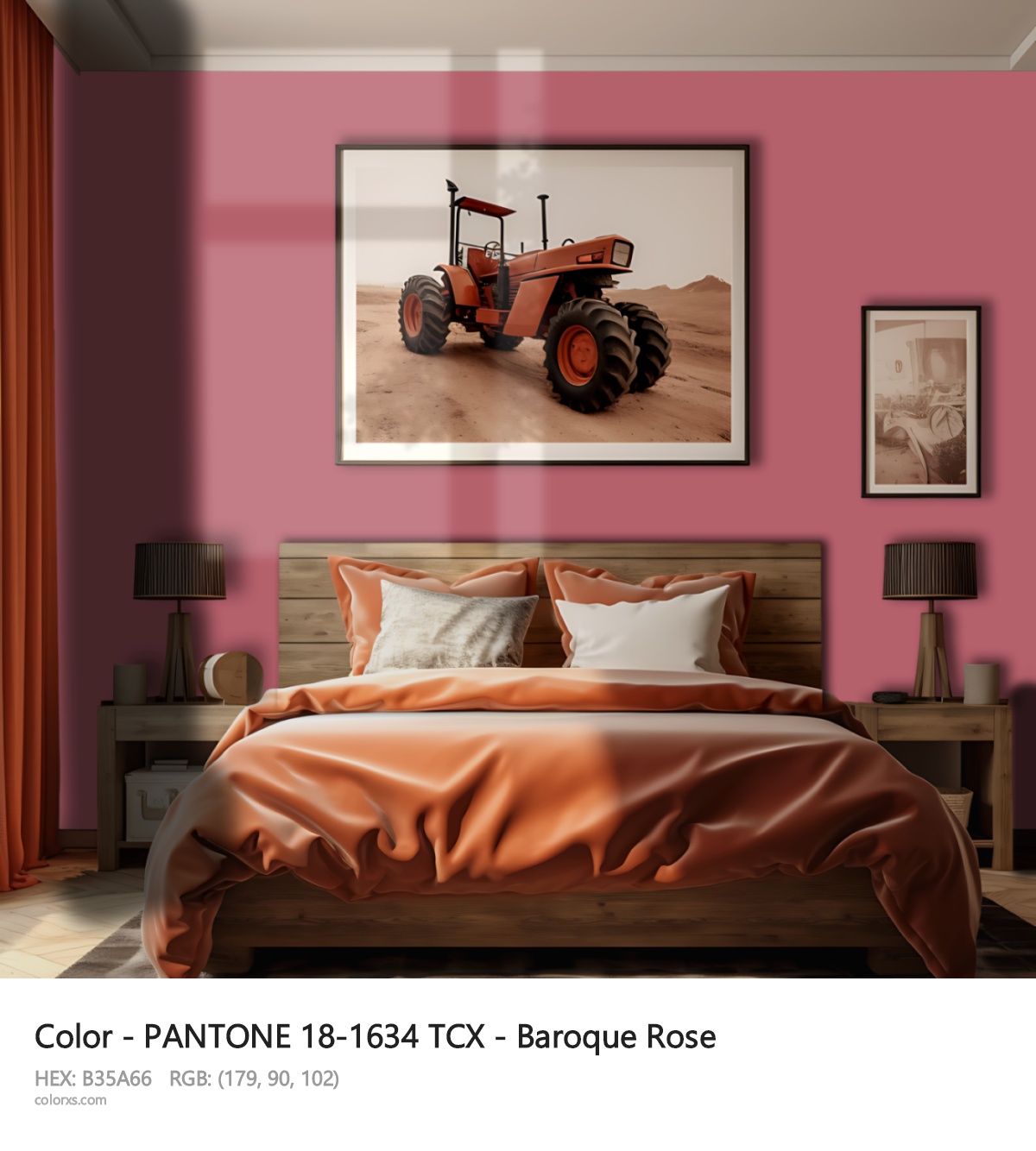 About PANTONE 18-1634 TCX - Baroque Rose color - its meaning and example