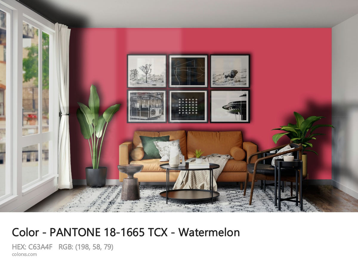 PANTONE 18-1665 TCX - Watermelon CMS modern minimalist living room interior