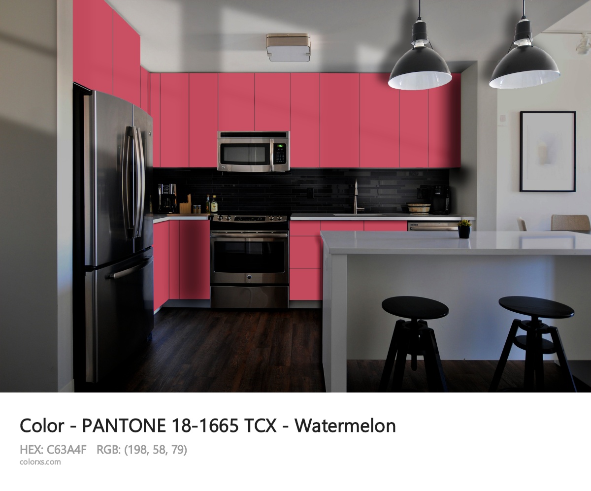PANTONE 18-1665 TCX - Watermelon CMS modular kitchen design