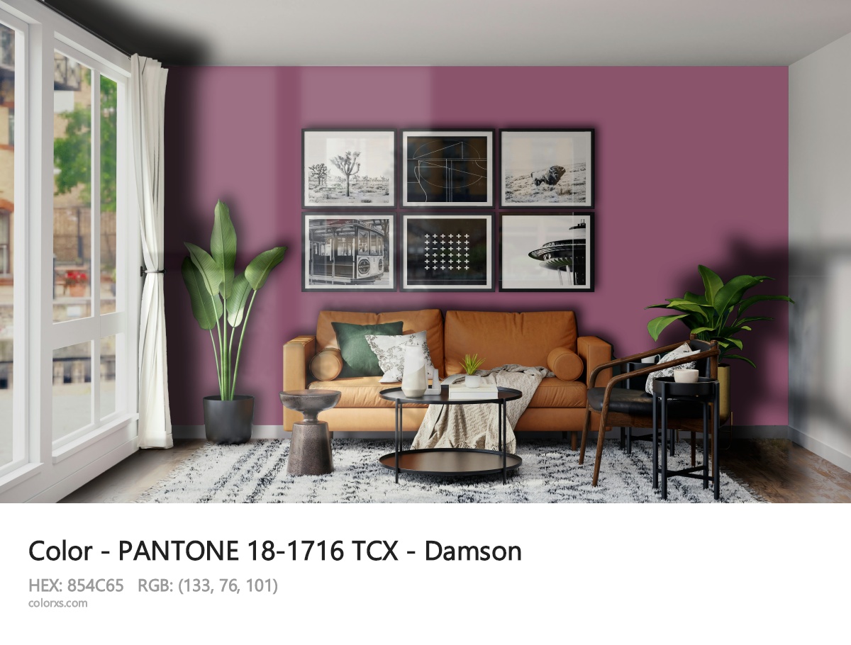 PANTONE 18-1716 TCX - Damson CMS modern minimalist living room interior