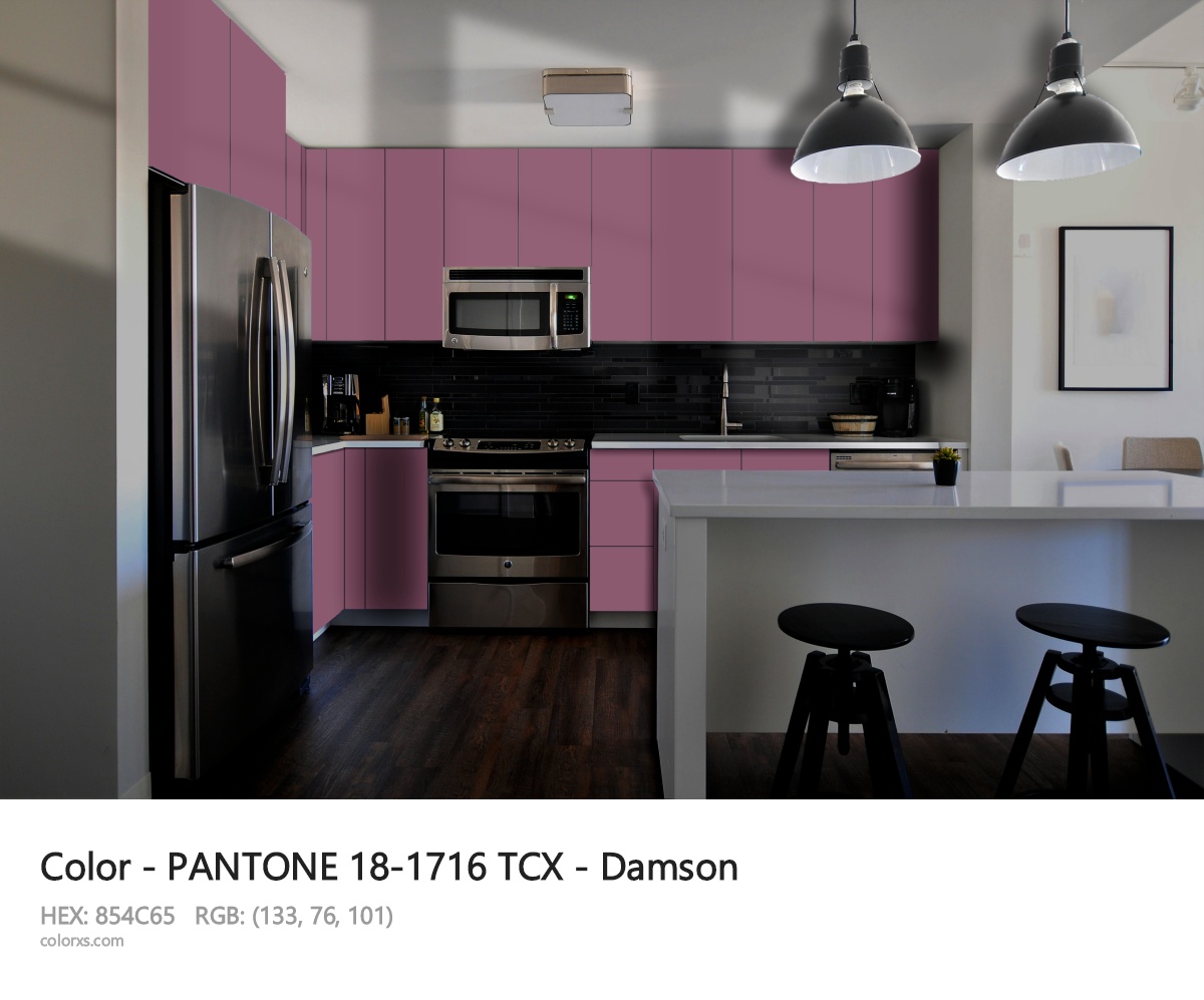 PANTONE 18-1716 TCX - Damson CMS modular kitchen design