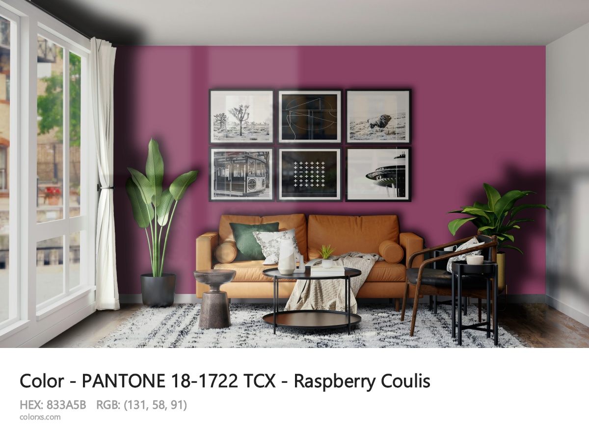 PANTONE 18-1722 TCX - Raspberry Coulis CMS modern minimalist living room interior