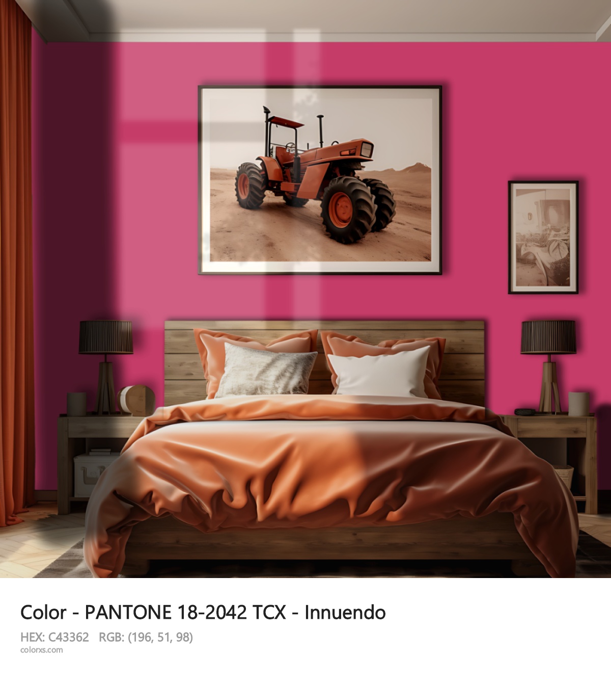 PANTONE 18-2042 TCX - Innuendo CMS vintage style bedroom interior