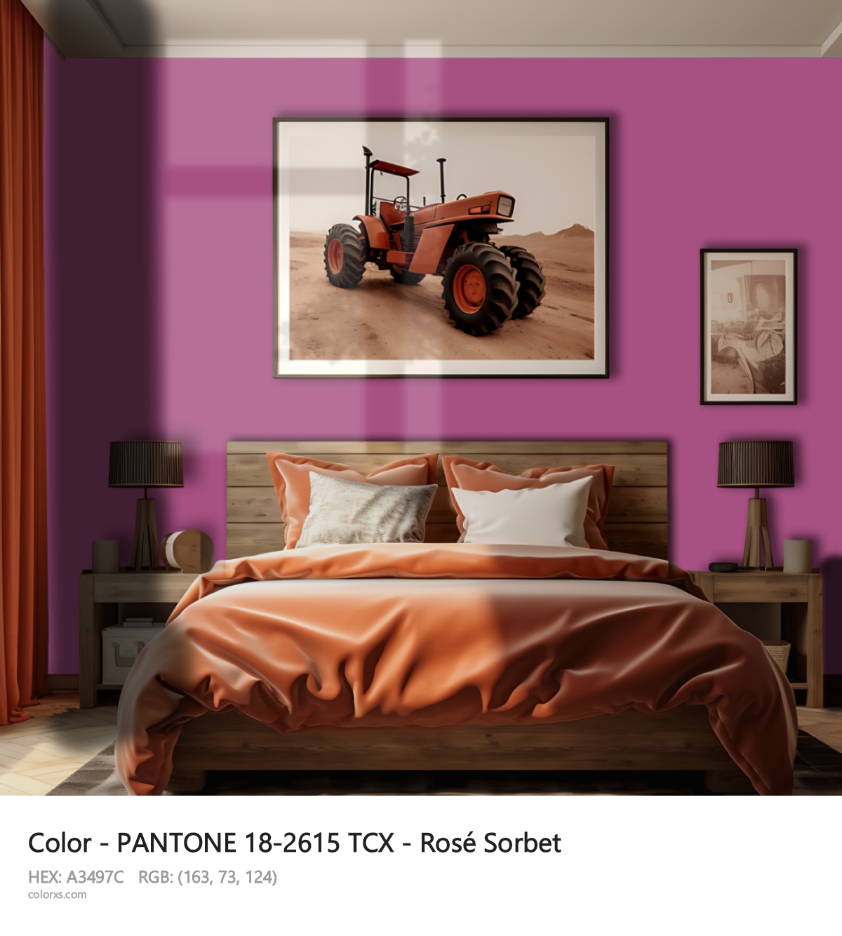 PANTONE 18-2615 TCX - Rosé Sorbet CMS vintage style bedroom interior