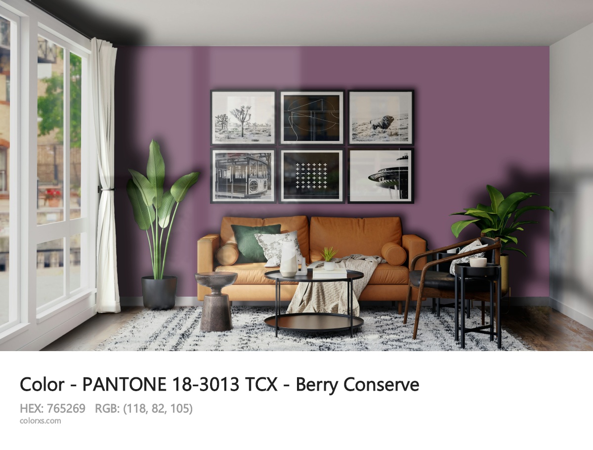 About PANTONE 18-3013 TCX - Berry Conserve color - its meaning and example