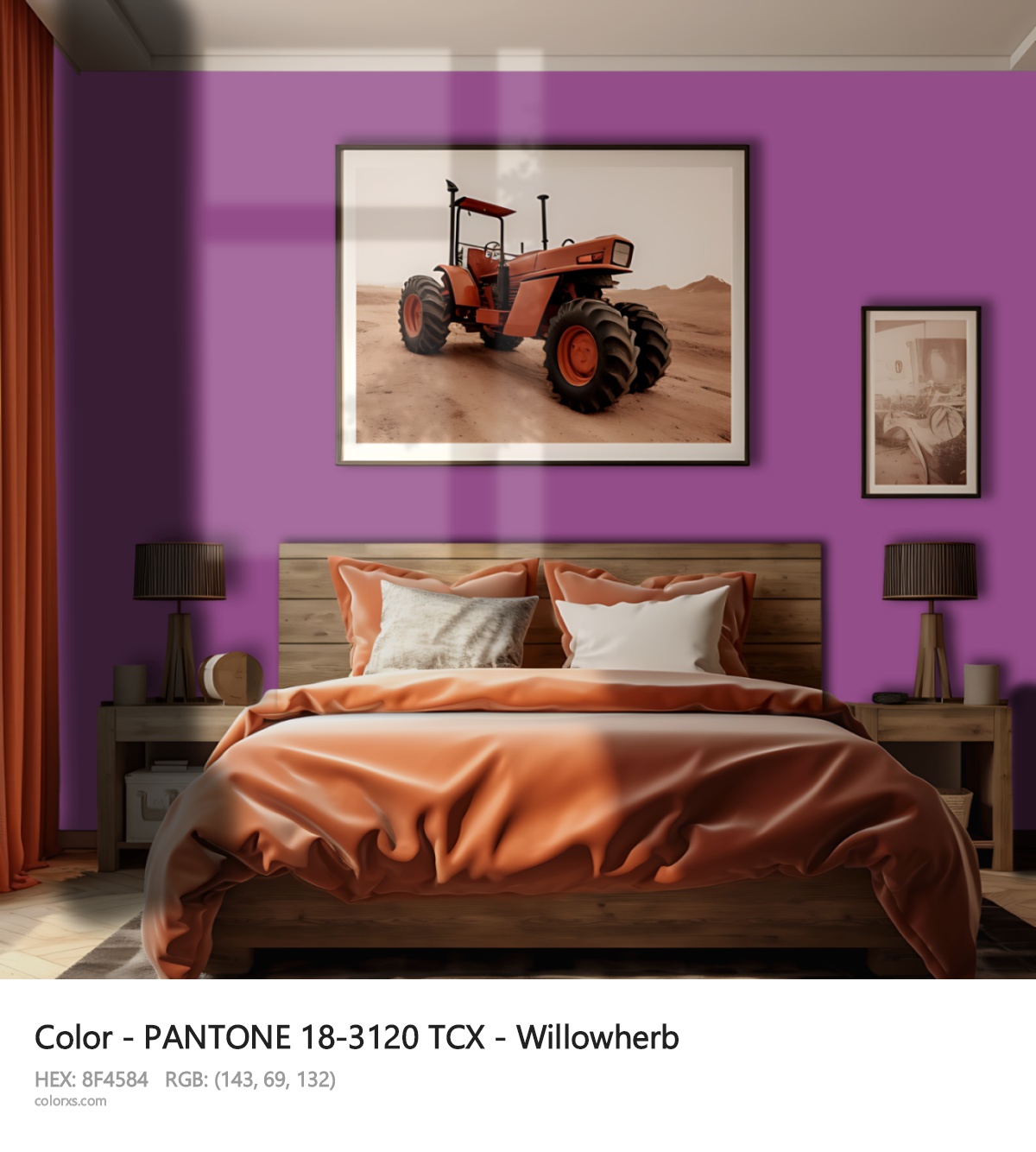 PANTONE 18-3120 TCX - Willowherb CMS vintage style bedroom interior