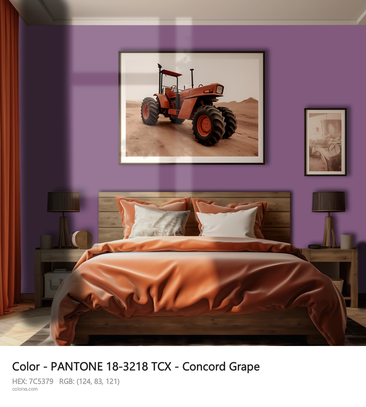 PANTONE 18-3218 TCX - Concord Grape CMS vintage style bedroom interior