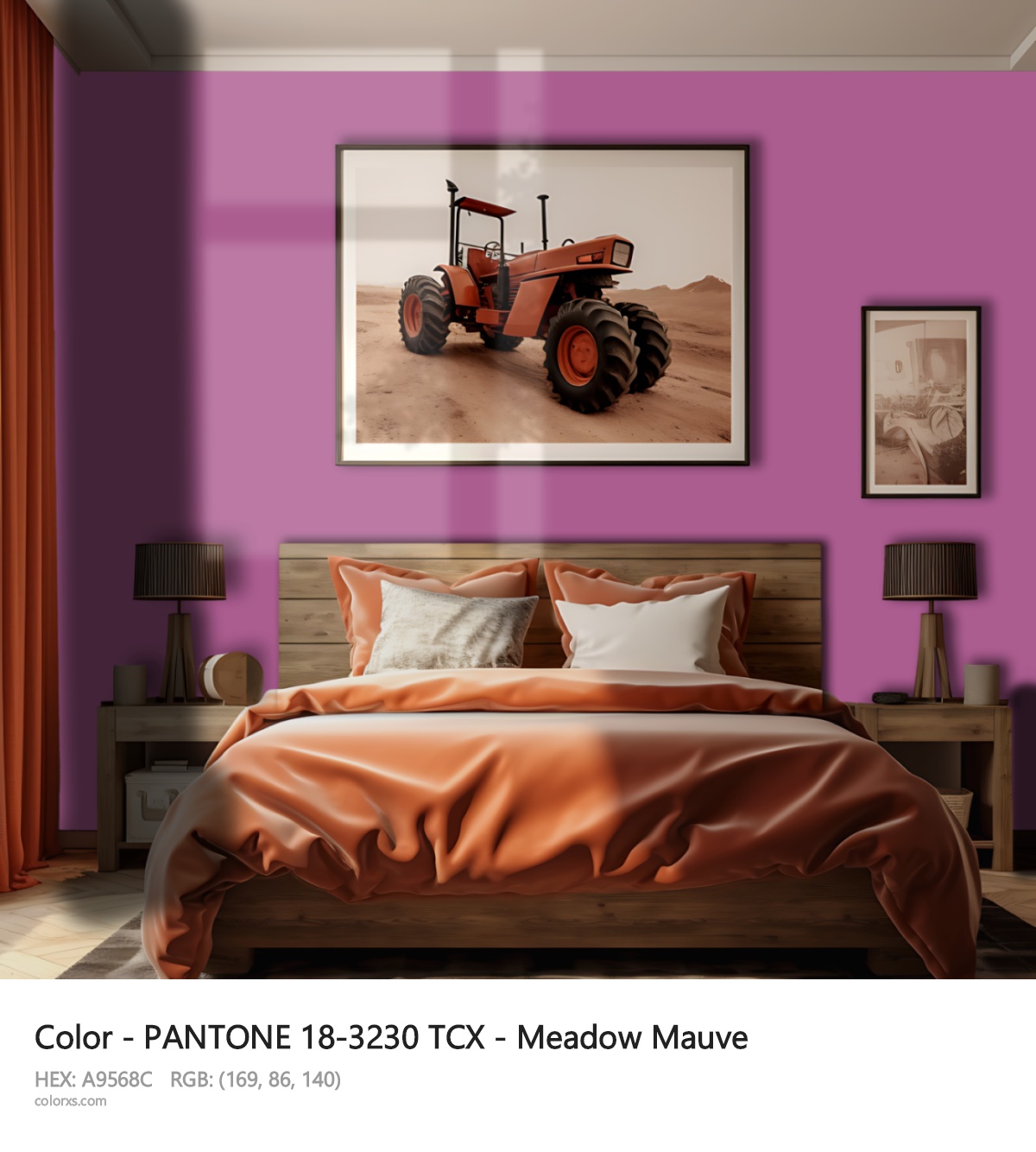 PANTONE 18-3230 TCX - Meadow Mauve CMS vintage style bedroom interior