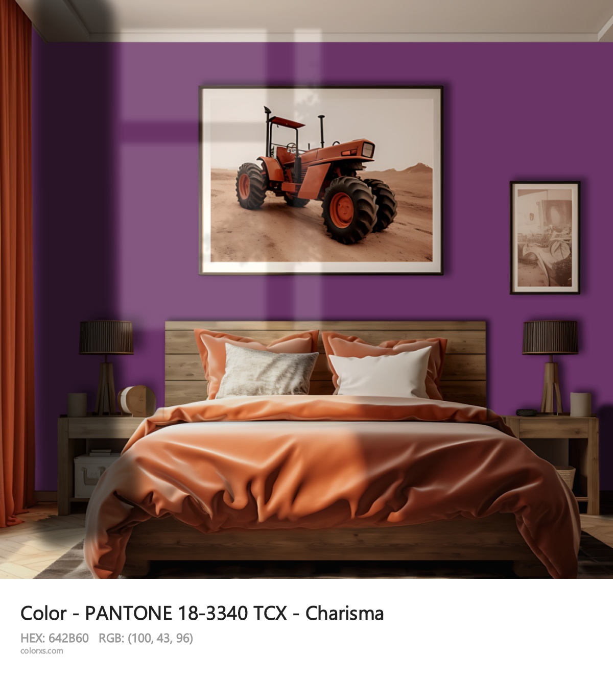 PANTONE 18-3340 TCX - Charisma CMS vintage style bedroom interior