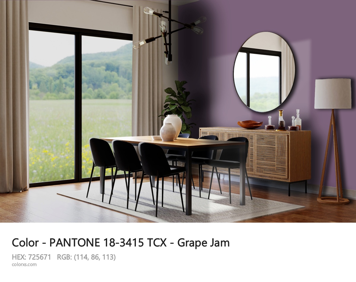 PANTONE 18-3415 TCX - Grape Jam CMS dining room design