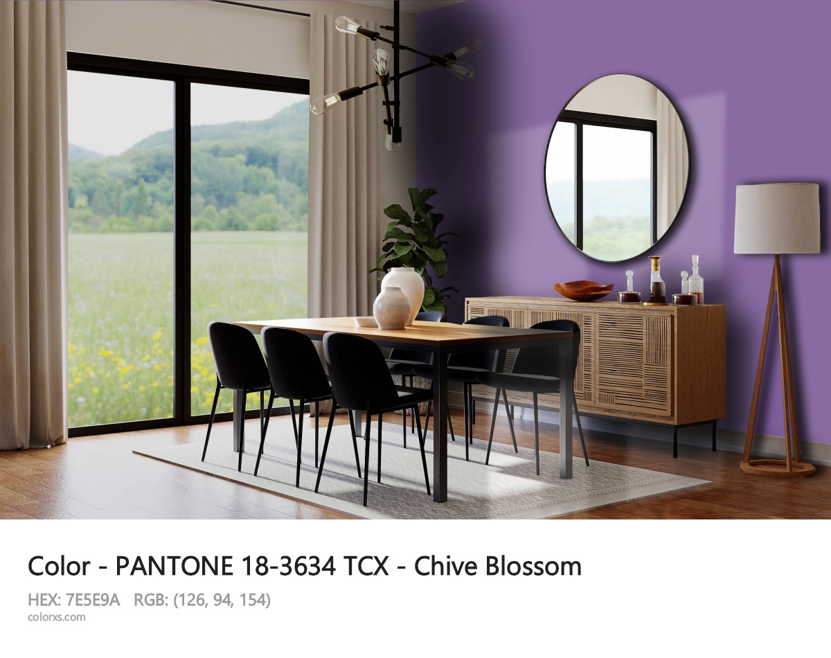 PANTONE 18-3634 TCX - Chive Blossom CMS dining room design