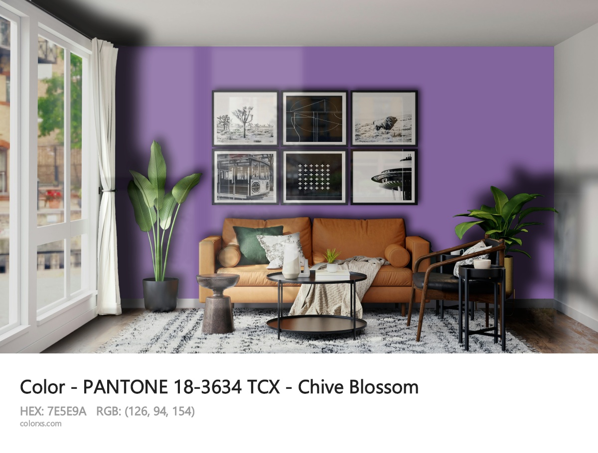 About PANTONE 18-3634 TCX - Chive Blossom color - its meaning and example