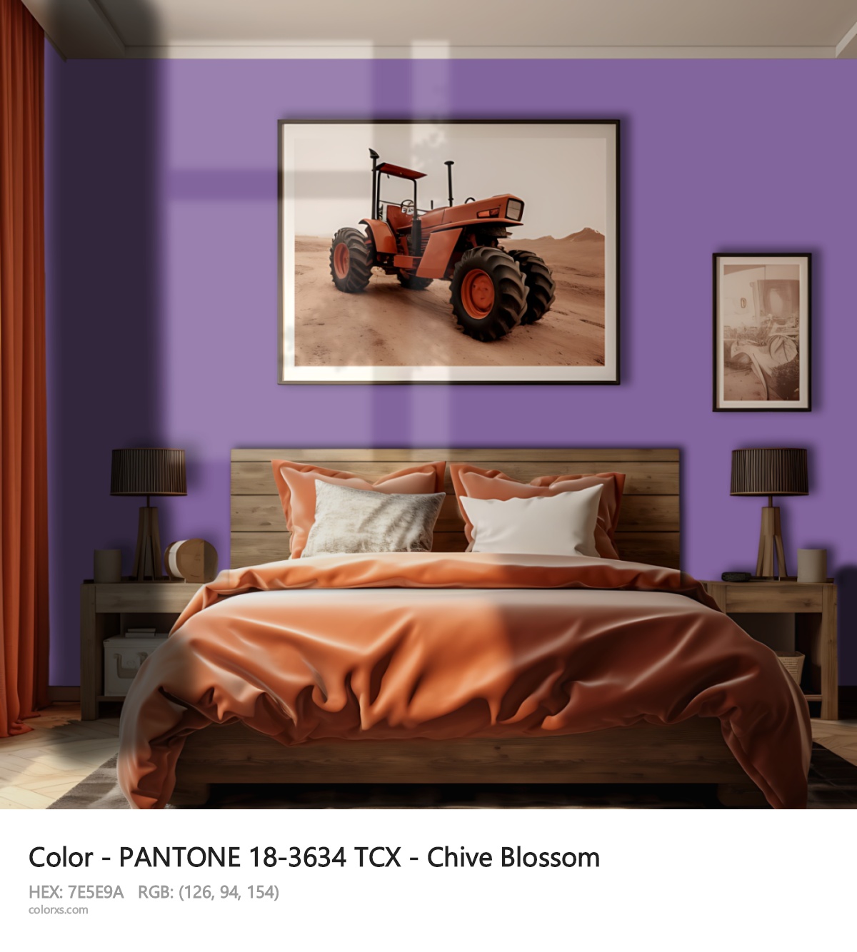 PANTONE 18-3634 TCX - Chive Blossom CMS vintage style bedroom interior