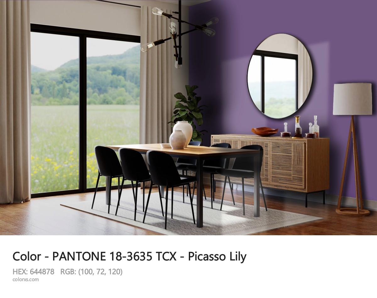 PANTONE 18-3635 TCX - Picasso Lily CMS dining room design