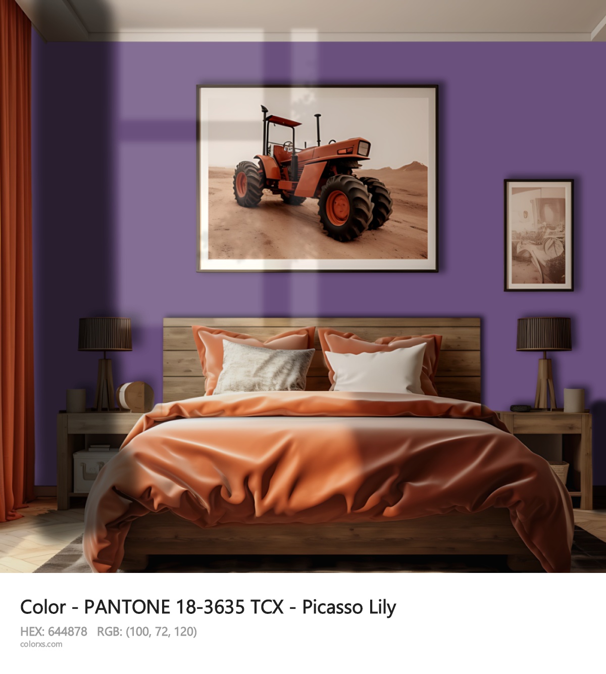 PANTONE 18-3635 TCX - Picasso Lily CMS vintage style bedroom interior