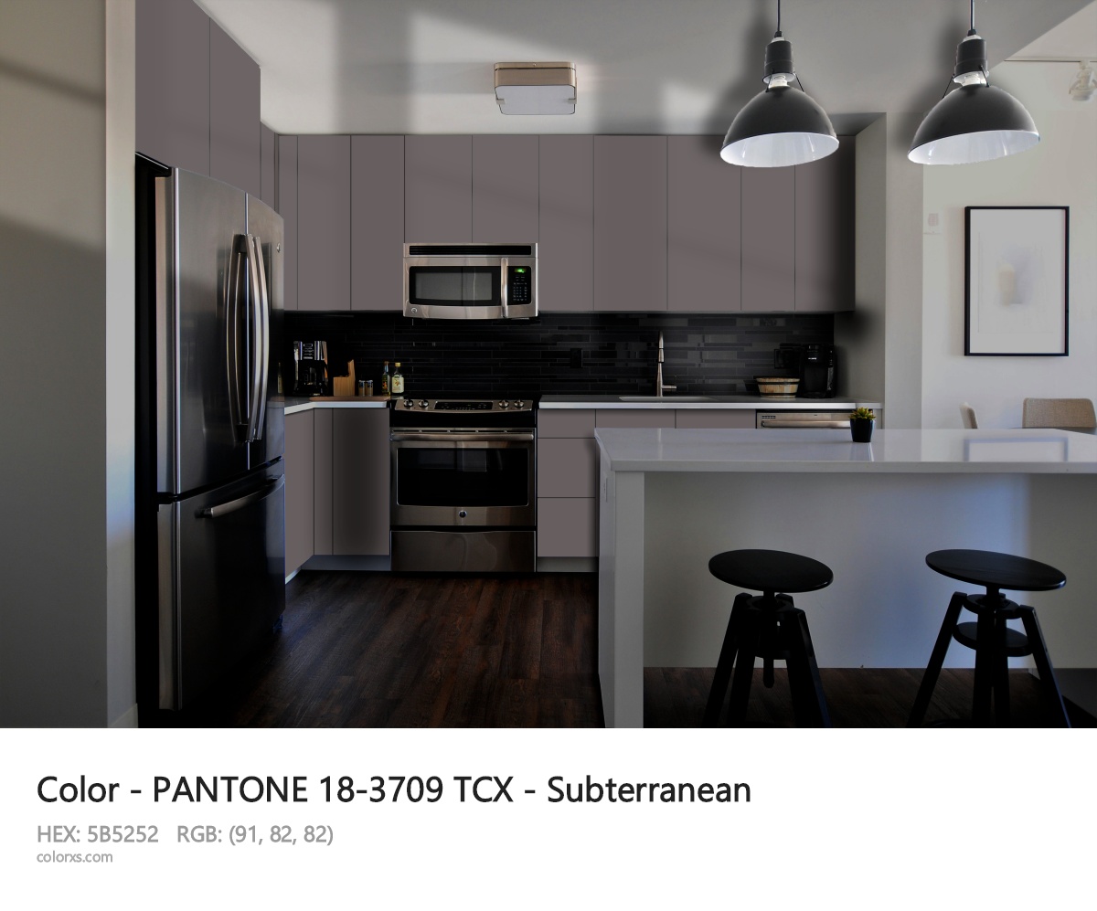 PANTONE 18-3709 TCX - Subterranean CMS modular kitchen design