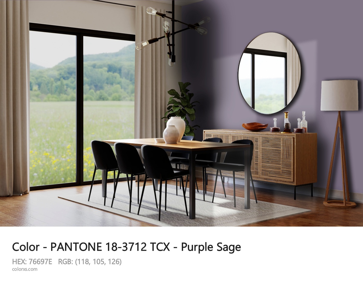 PANTONE 18-3712 TCX - Purple Sage CMS dining room design