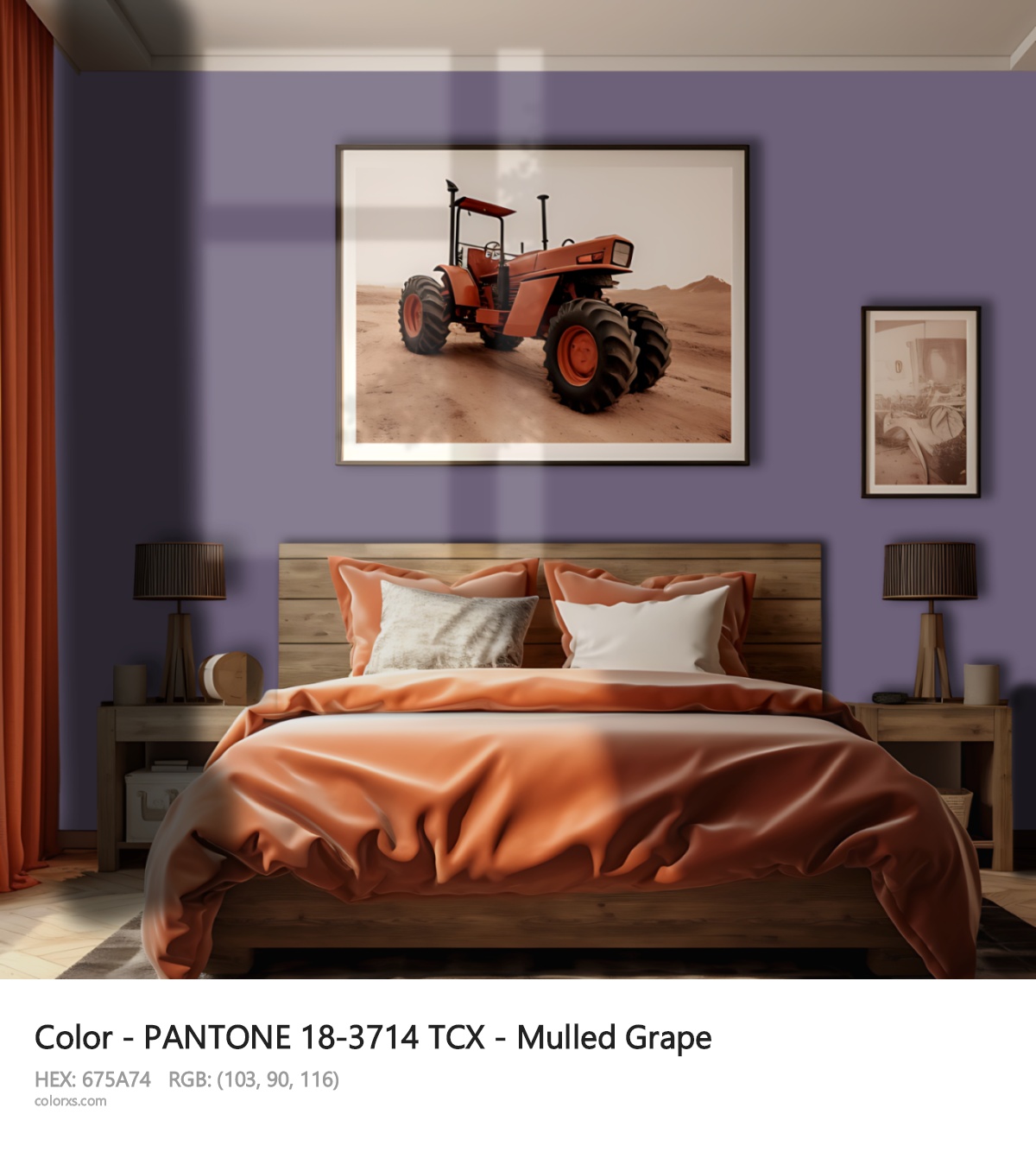 PANTONE 18-3714 TCX - Mulled Grape CMS vintage style bedroom interior