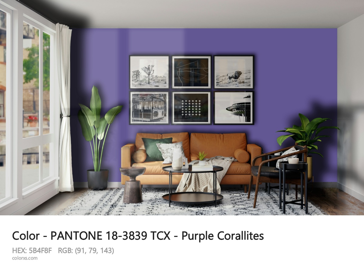 About PANTONE 18-3839 TCX - Purple Corallites color - its meaning and example