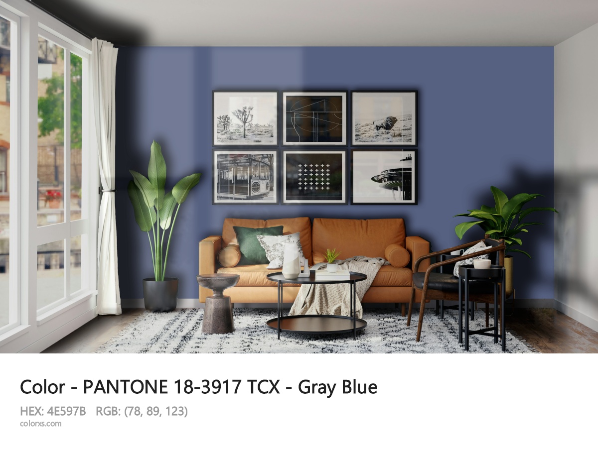 PANTONE 18-3917 TCX - Gray Blue CMS modern minimalist living room interior