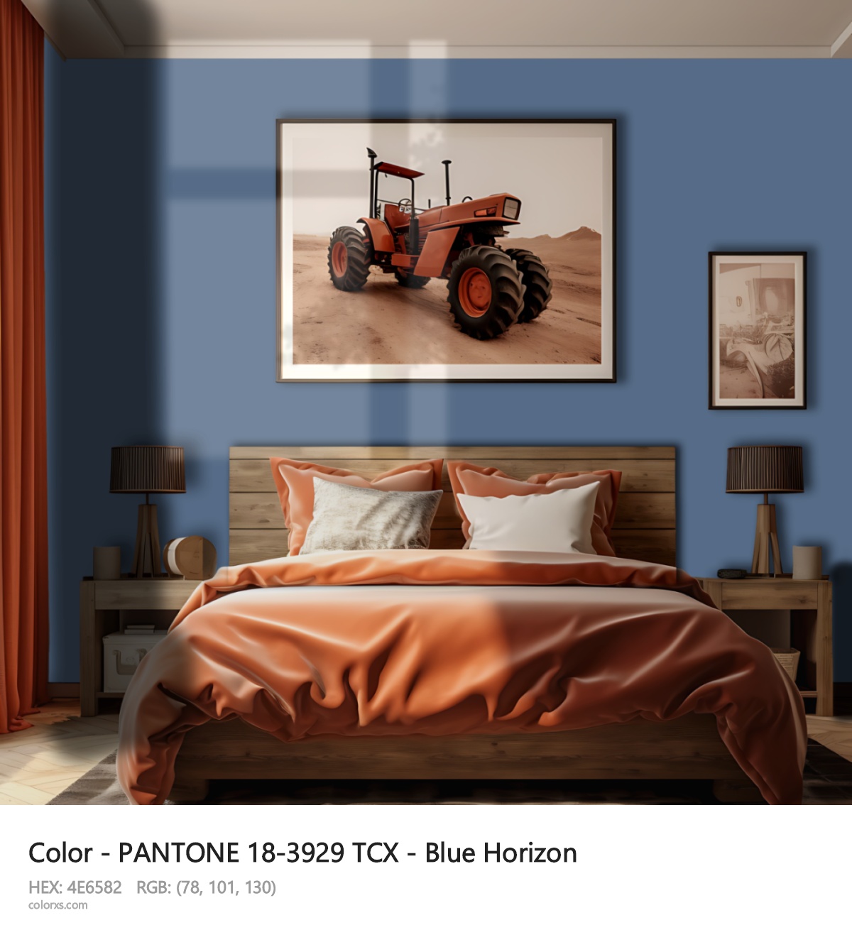 PANTONE 18-3929 TCX - Blue Horizon CMS vintage style bedroom interior