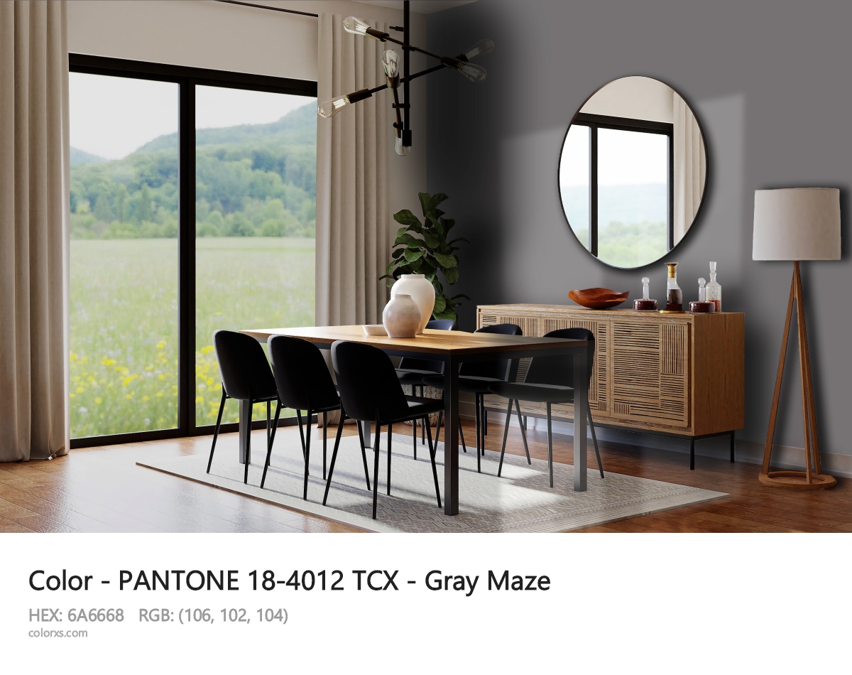 PANTONE 18-4012 TCX - Gray Maze CMS dining room design