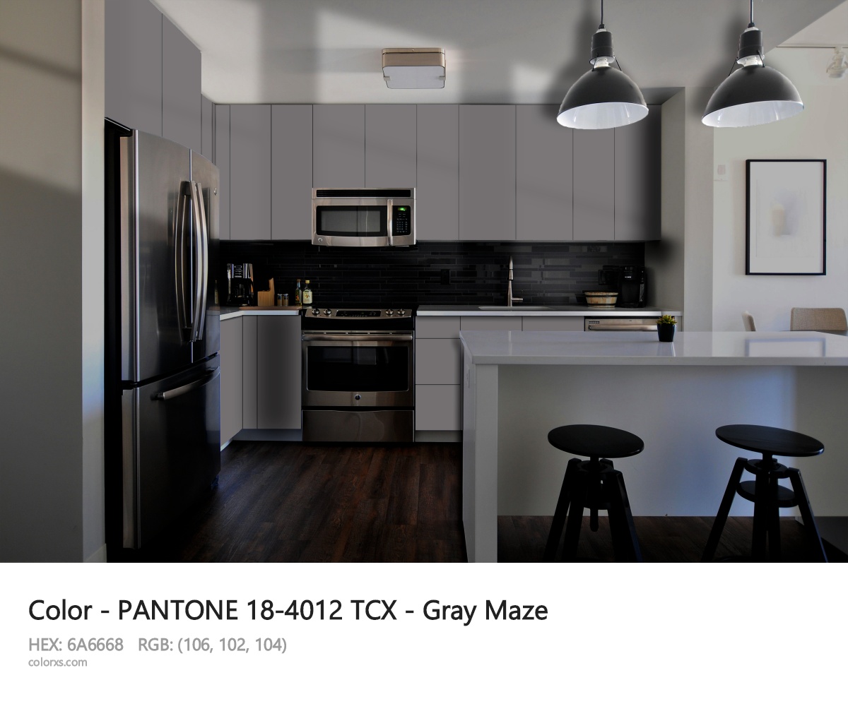 PANTONE 18-4012 TCX - Gray Maze CMS modular kitchen design