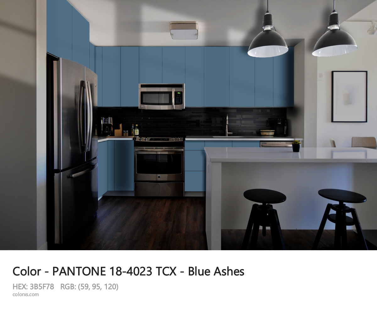 PANTONE 18-4023 TCX - Blue Ashes CMS modular kitchen design