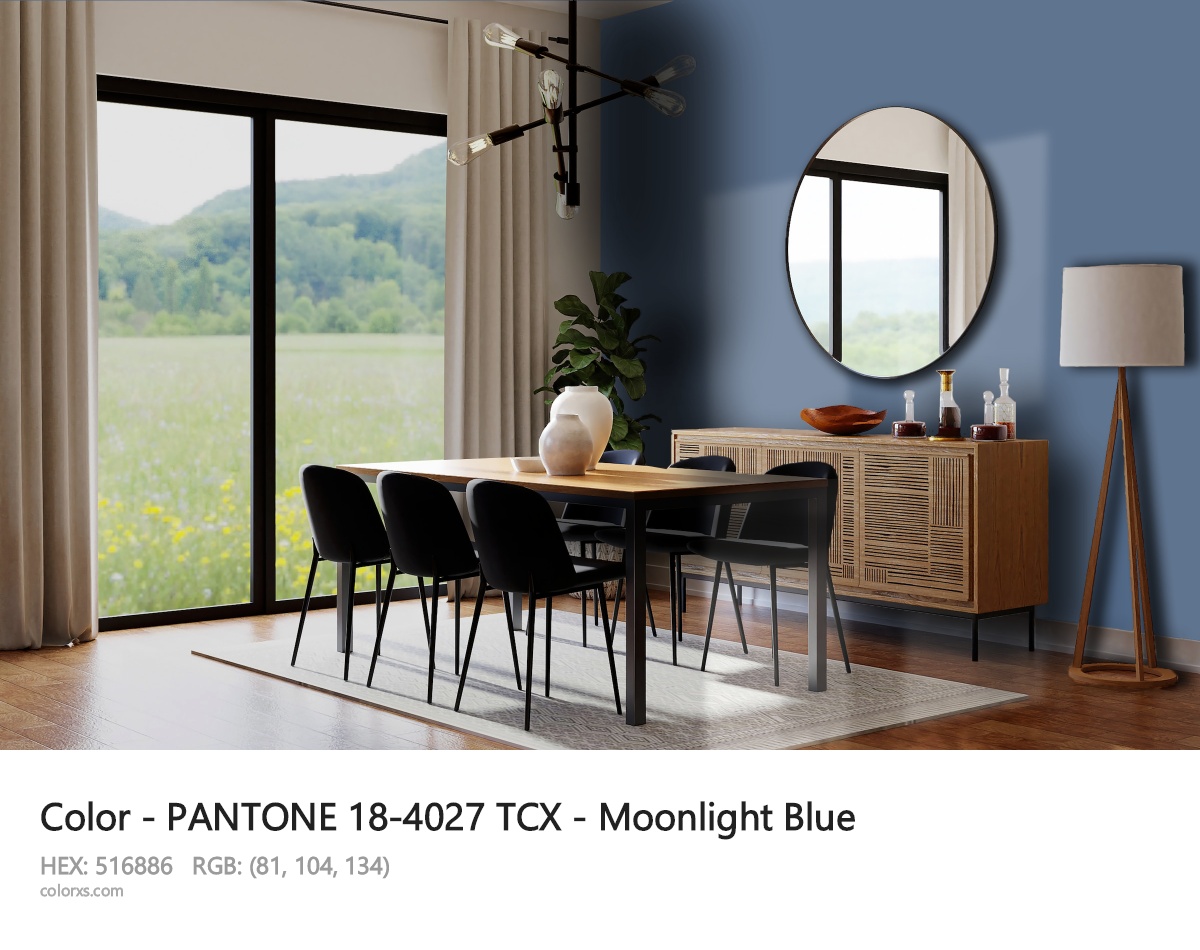 PANTONE 18-4027 TCX - Moonlight Blue CMS dining room design