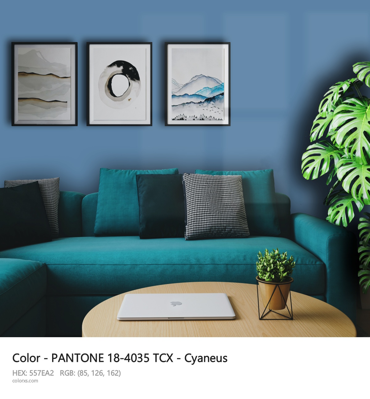 PANTONE 18-4035 TCX - Cyaneus CMS cozy coffee corner interior