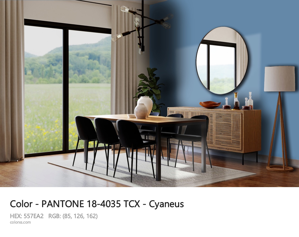 PANTONE 18-4035 TCX - Cyaneus CMS dining room design