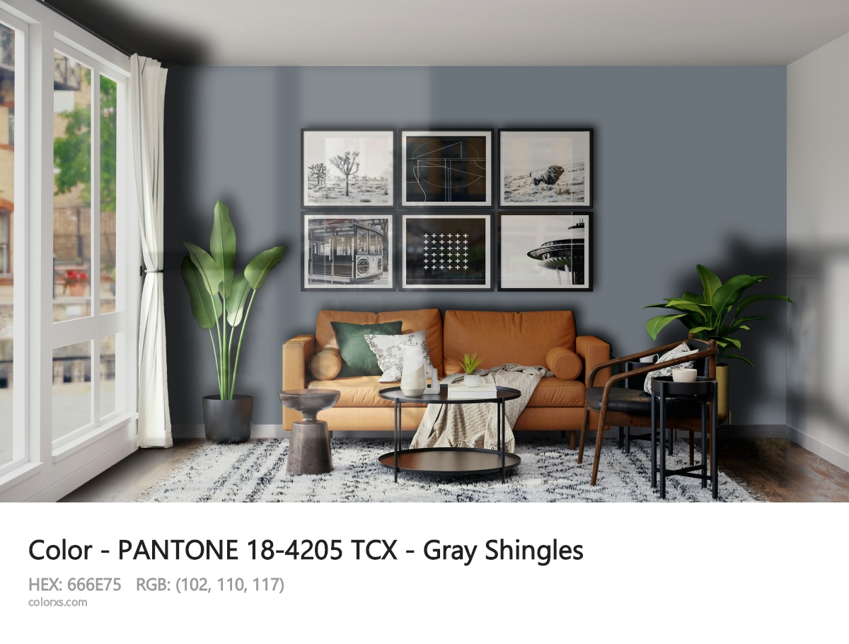 PANTONE 18-4205 TCX - Gray Shingles CMS modern minimalist living room interior