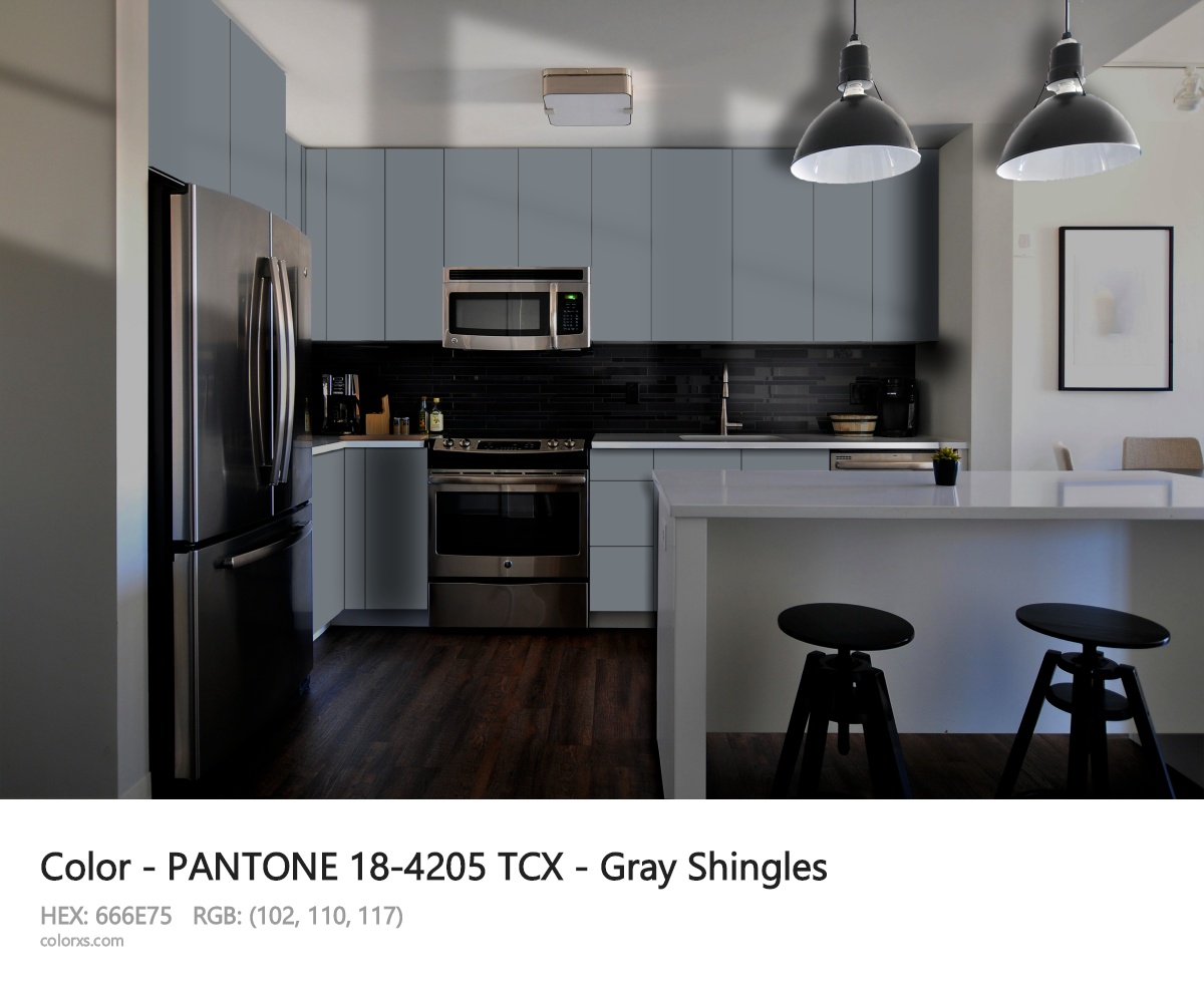 PANTONE 18-4205 TCX - Gray Shingles CMS modular kitchen design