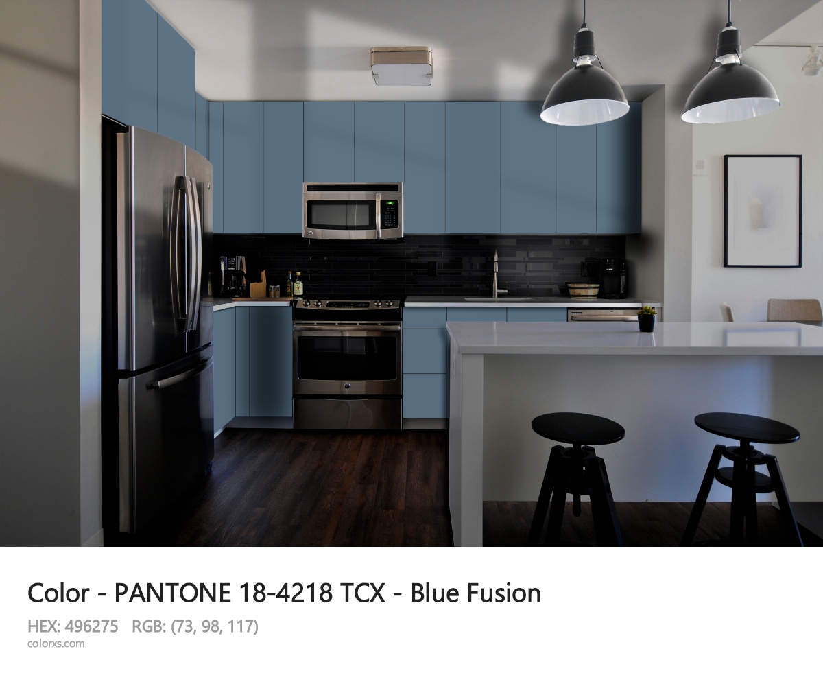 PANTONE 18-4218 TCX - Blue Fusion CMS modular kitchen design