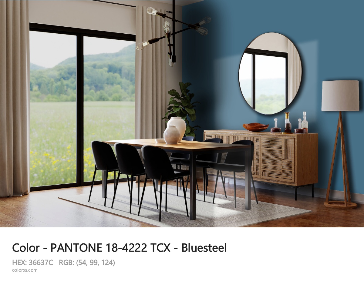 PANTONE 18-4222 TCX - Bluesteel CMS dining room design