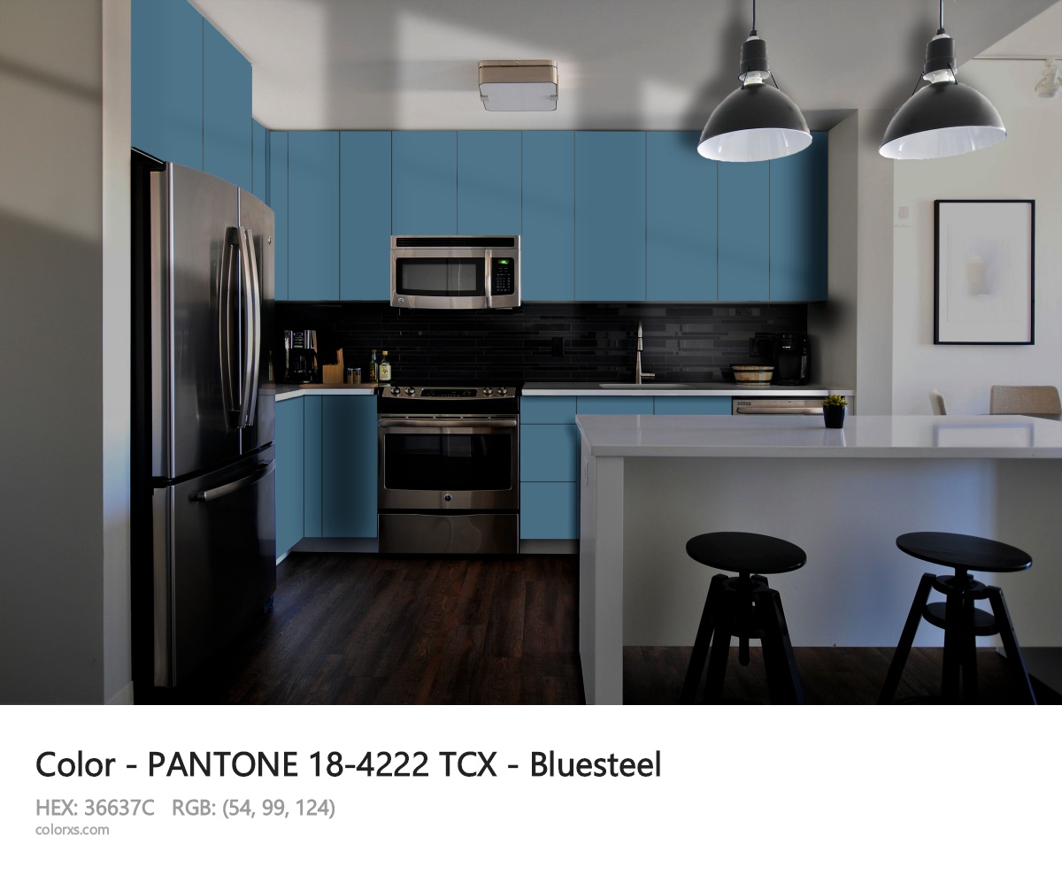 PANTONE 18-4222 TCX - Bluesteel CMS modular kitchen design