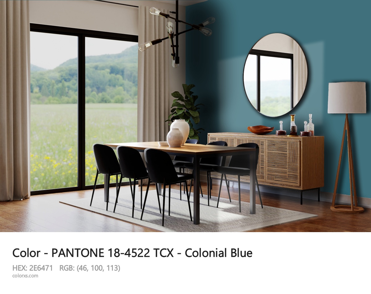 PANTONE 18-4522 TCX - Colonial Blue CMS dining room design
