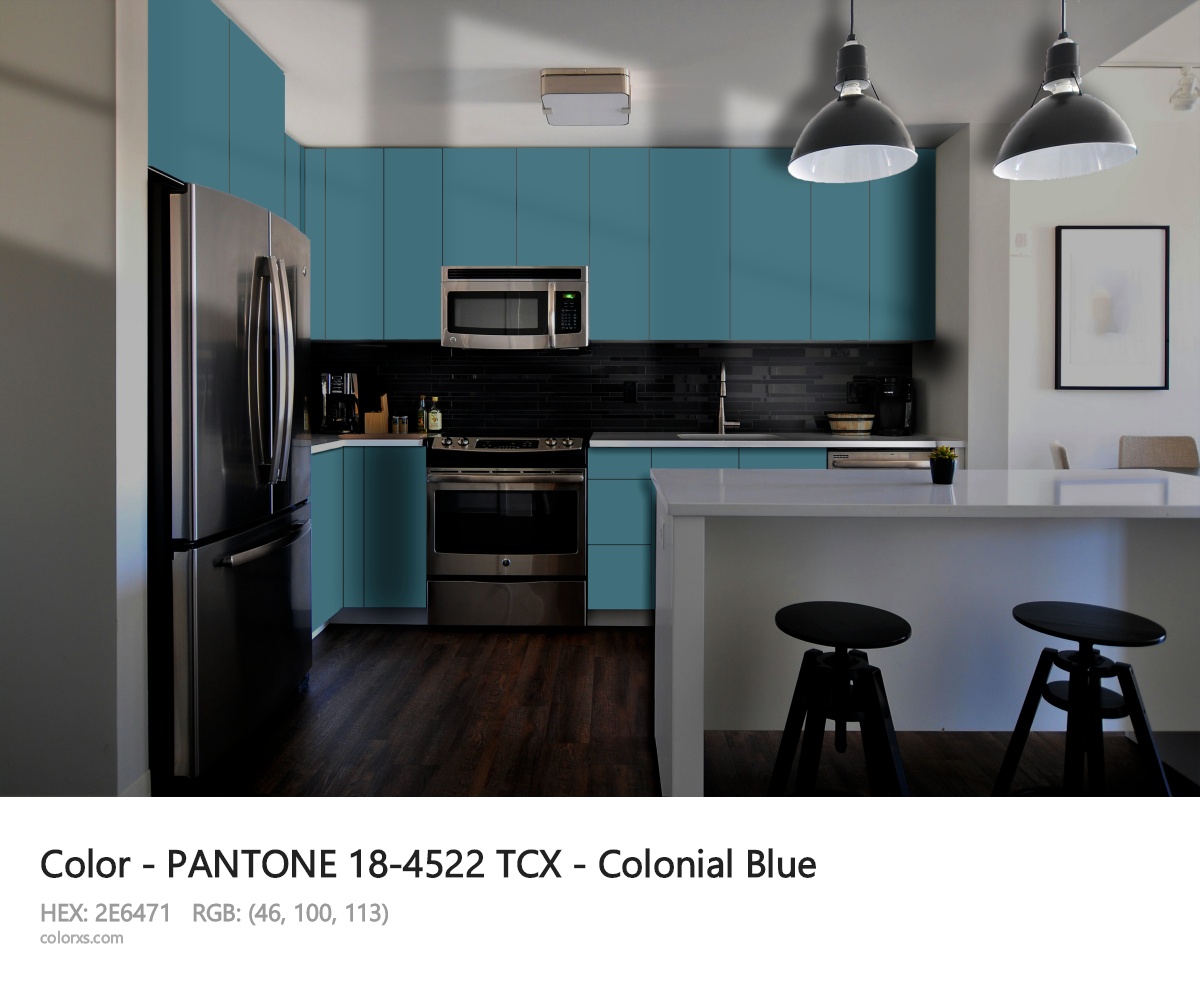 PANTONE 18-4522 TCX - Colonial Blue CMS modular kitchen design